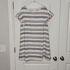 LISTICLE Flowy Striped Ruffle Sleeve Shift Dress